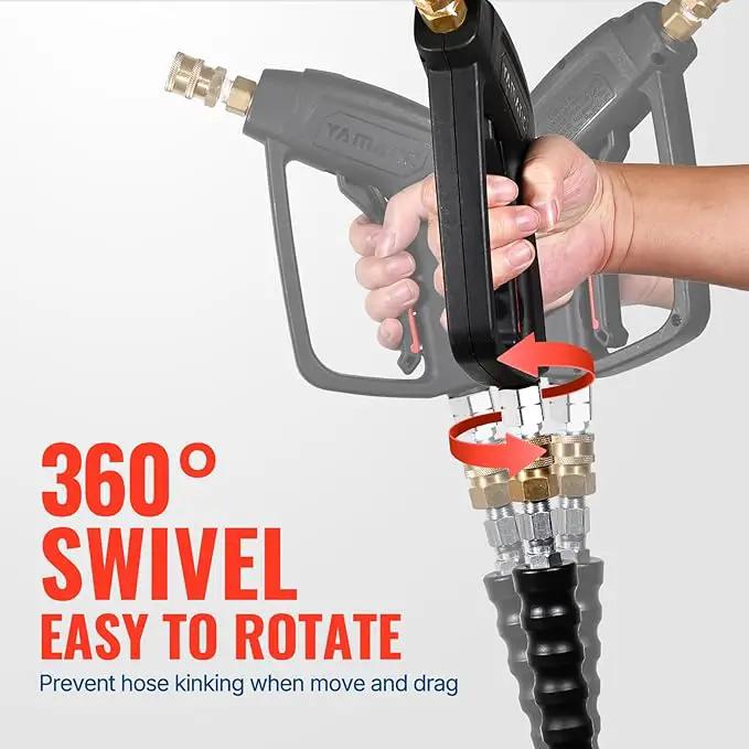YAMATIC Short Pressure Washer Gun with Stainless Steel Swivel 3/8" Quick Connector, Power Washer Handle with Easy Pull Trigger Replacement for Ryobi, Simpson, Craftsman, DeWalt, 4000 PSI by GreenHaven Gardens