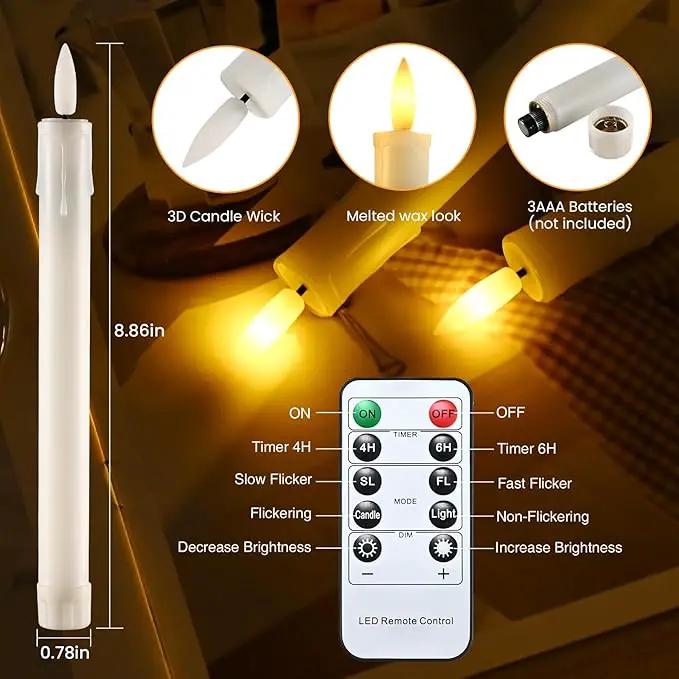 JOSU 6 Pack Flameless Candles with Remote Control Timer, Flickering LED Taper Candles Battery Operated, Christmas Window Light for Candleholder for Home Decor Thanksgiving Wedding Decoration by GreenHaven Gardens