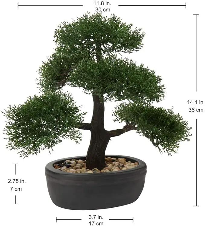 Artificial Bonsai Tree Juniper Faux Plants Indoor Small Fake Plants Decor with Ceramic Pots for Home Table Office Desk Bathroom Shelf Bedroom Living Room Farmhouse Decorations by GreenHaven Gardens