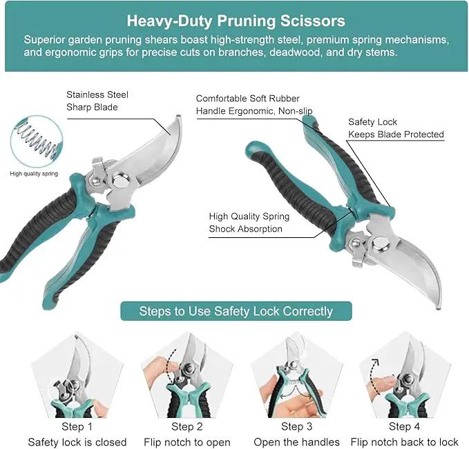 Gardening Tool, Heavy Duty Gardening Hand Tools for Gardener, Gardening Gifts for Women, Men, Heavy Duty Gardening Tools with Storage Tote Bag Non-Slip Rubber Grip, Aluminum Green Gardening Tool Set by GreenHaven Gardens