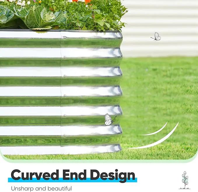 Quictent Raised Garden Bed Kit Oval Galvanized Metal Planter Box Tall for Vegetables Outdoor Backyard, Rubber Strip Edging Included, Silver 6x3x2 ft by GreenHaven Gardens