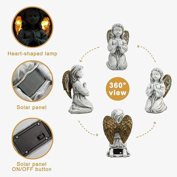 Outdoor Decor - Angel Statue, Solar Powered, Praying Angel for Patio, Lawn, Porch by GreenHaven Gardens