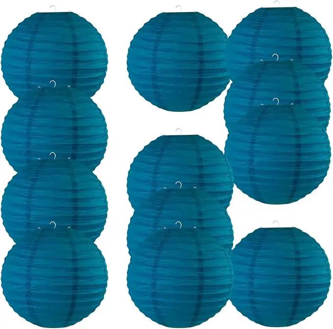 Chinese Style Paper Lanterns, Set of 12, Suitable for Party Decoration (Navy Blue, 12in) by GreenHaven Gardens