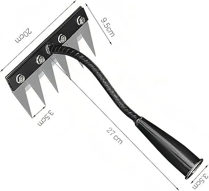 Gardenia Iron Weeding Rake, Iron Rake 2.0 for Gardening and Weeding, Detachable Double-Edged Blade Design Carbon Steel Heavy-Duty Weed Rakes,Hand Weed Puller Tools for Lawn Yard Garden Farm (6 teeths) by GreenHaven Gardens
