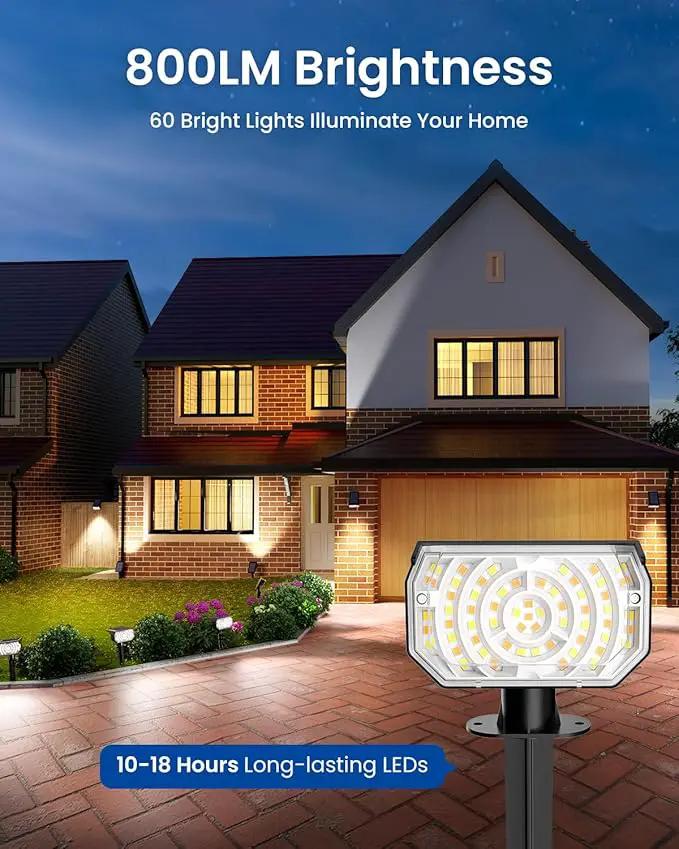 Solar Spot Lights Outdoor Waterproof IP67, 6 Lighting Modes 60 LED, Landscape Spotlights for Tree Yard Garden House Driveway Pathway（4 Pack） by GreenHaven Gardens