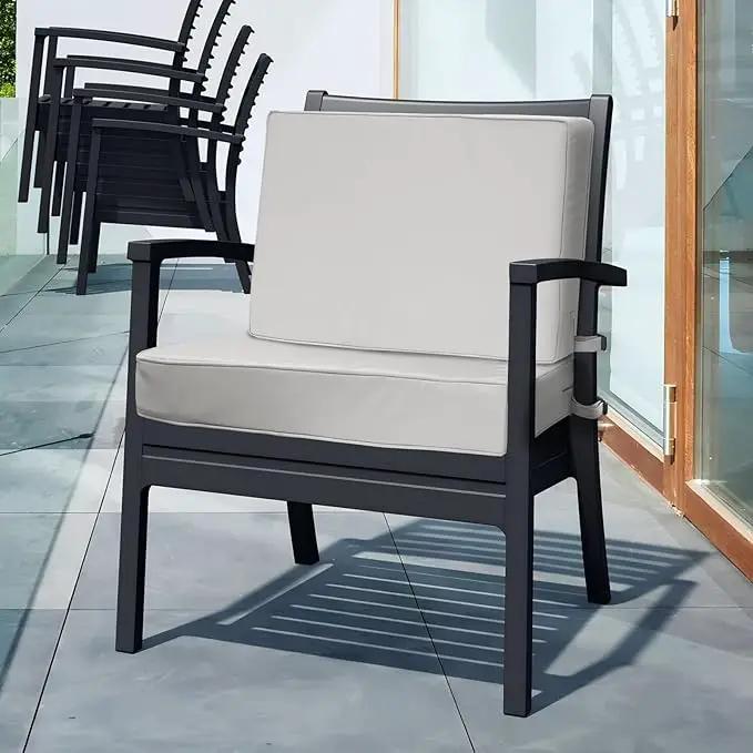 Outdoor Deep Seat Cushion Set 19" x 19", Water Repellent & Fade Resistant Cushion for Patio Furniture, Back & Seat Cushion with Removable Covers for Sofa, Couch, Light Grey by GreenHaven Gardens