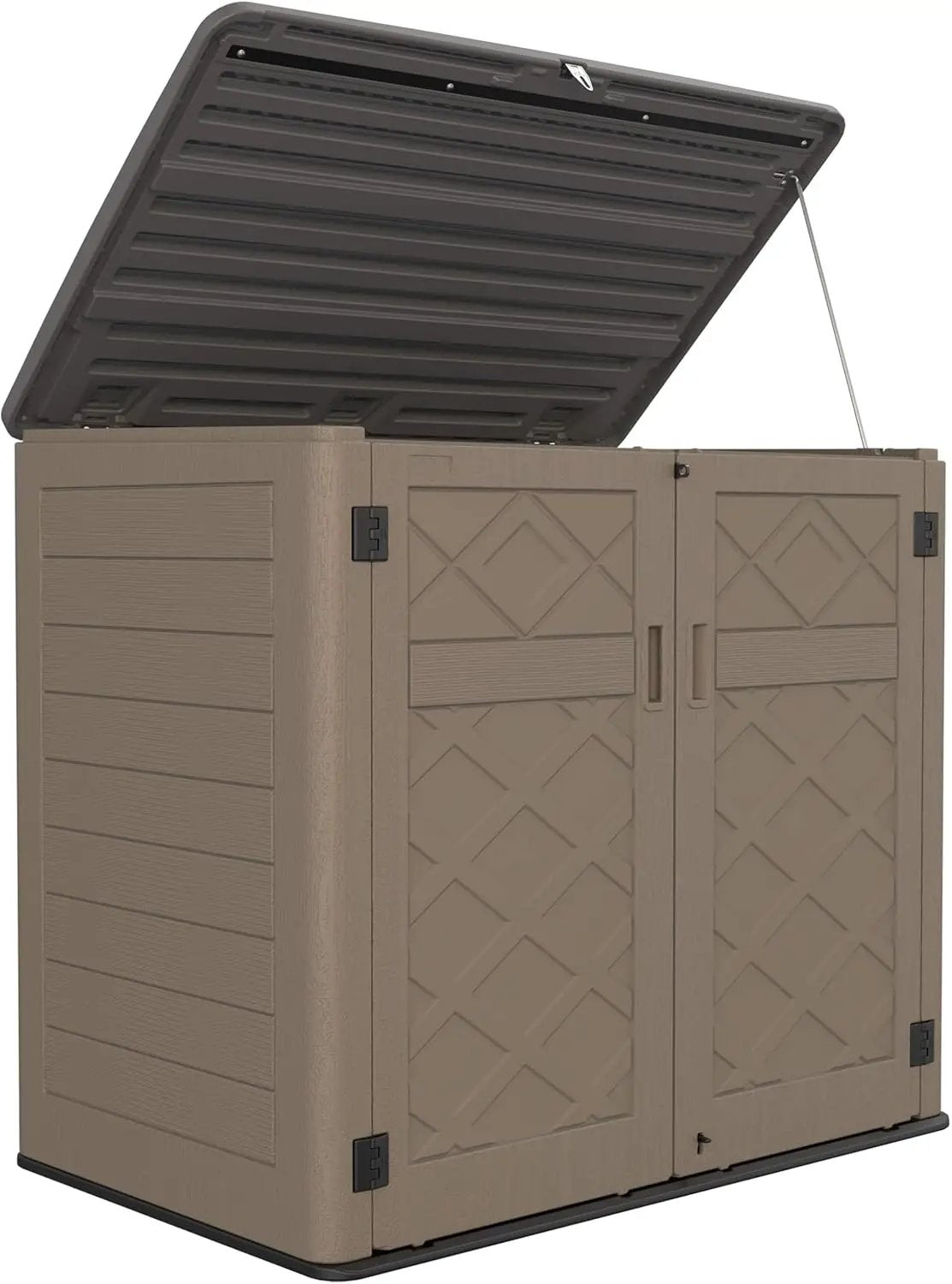 HOMSPARK Storage Shed Weather Resistance, Multi-Purpose Outdoor Storage Cabinet Waterproof, Outdoor Storage Cabinet for Bike, Garbage Cans, Lawnmower, Garden Accessories (coffee, Extra Large-48 cu ft) by GreenHaven Gardens