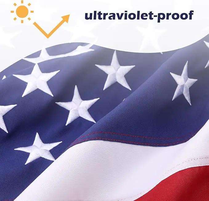 American Flag 10x15 Ft Deluxe Water Resistant Series Made From Heavy Duty Super Tough Spun Polyester/Embroidered Stars/Sewn Stripes/Brass Grommets,US Flags Perfect for Outside by GreenHaven Gardens