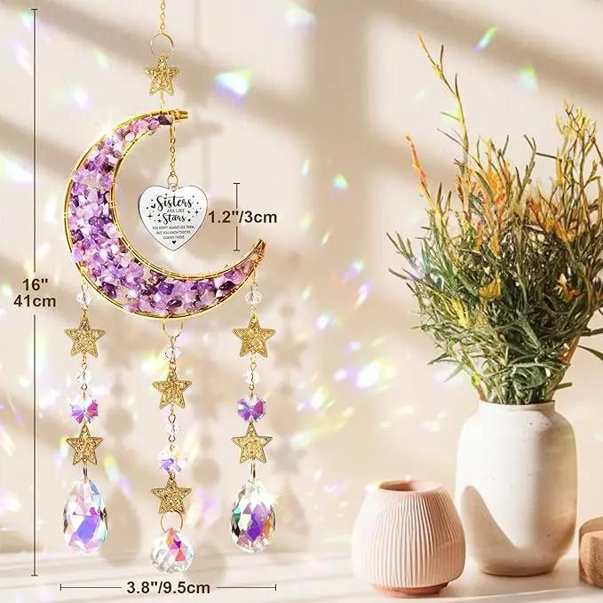Sisters Gifts from Sister for Sister from Brother, Best Sister Gifts Unique Sister Birthday Gifts for Sister in Law Soul Sister, Moon Crystal Suncatcher for Window Hanging Decor by GreenHaven Gardens