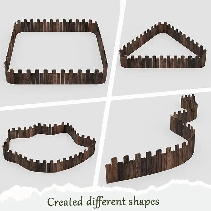 3Pack Wood Garden Edging Garden Fence Border No Dig Landscape Edging Lawn Border Decorative Flower Bed Border Courtyards Planting Tree Fence Patio Path Edging-9" H x 47.3" L (Total Length 11.8FT) by GreenHaven Gardens