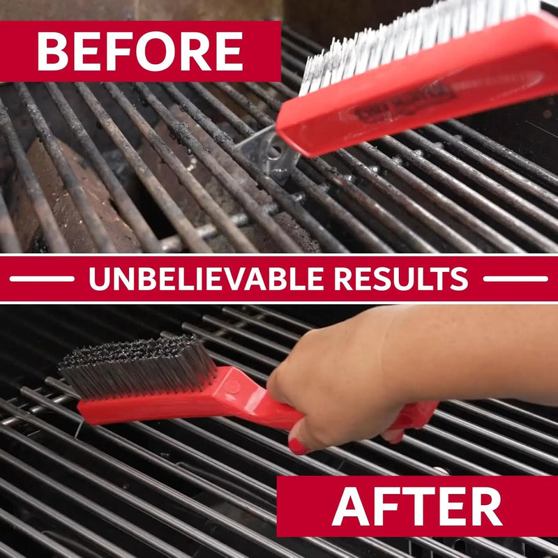 Chef Master Grill Brush & Scraper, Heavy Duty Plastic Handheld Grill Cleaning Brush, Scraper Head with Tough Wire Bristles Grill Brush for Grill Grates, Outdoor BBQ Grill & Grilling Accesories - 90044 by GreenHaven Gardens