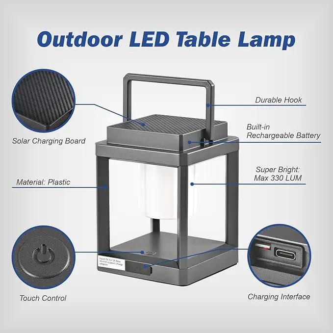 Solar Lantern Outdoor Table Lamp: Portable Waterproof LED Light - Hanging Rechargeable Lights for Patio Camping by GreenHaven Gardens
