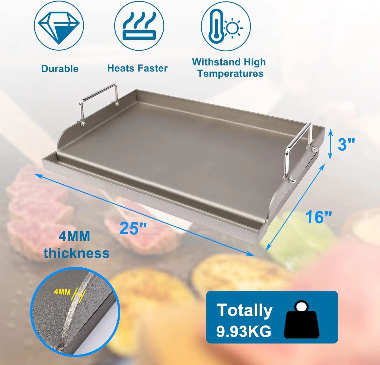 Uniflasy Cast Iron Griddle for Gas Grill Flat Top Griddle Insert for Outdoor Gas Grill, 25" x16" Cooking Skillet Plate Pan Teppanyaki for Charcoal/Electric Grills Fits Camping Tailgating Parties by GreenHaven Gardens
