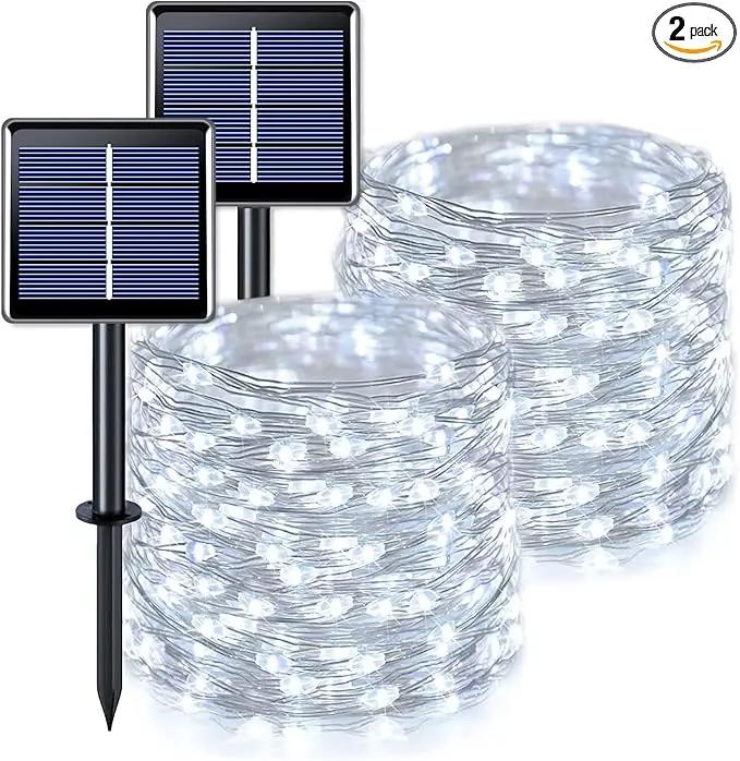 JMEXSUSS Total 400 LED White Solar Christmas Lights Outdoor Waterproof, 2 Pack 66ft Solar String Lights, 8 Modes Solar Fairy Lights for Yard Patio Tree Christmas Decor by GreenHaven Gardens