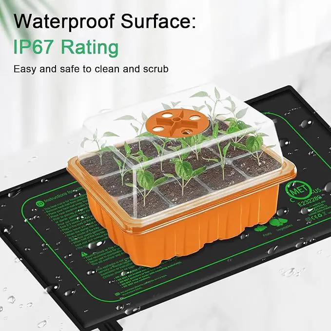 GooingTop Seedling Trays + Heat Mat 10''x20.7'', 6 Pack 72 Cells Plant Grow Starter with Adjustable Humidity Vent for Mini Greenhouse Garden Germination,Bonsai Seed Starting Growing by GreenHaven Gardens