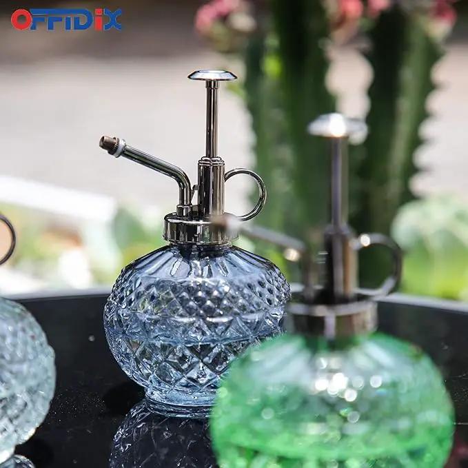 OFFIDIX Plant Mister, Vintage Glass Spray Bottle, Flower Mister 300ML Small Watering Can with Plastic Top Pump, Spray Bottle for Garden, Plants, Cleaning (Gray) by GreenHaven Gardens