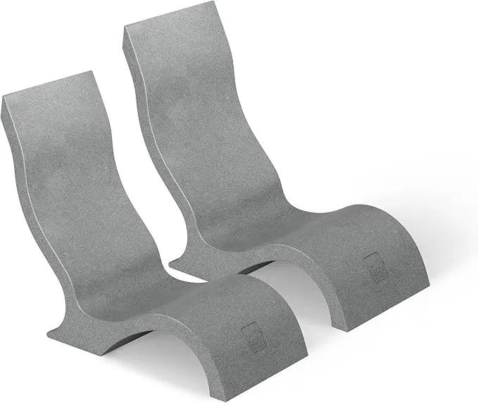 Ledge Lounger - Signature Chair - Inside Pool & Sun Shelf Lounge Chair - Designed for Shallow Shelves Up to 9” - Compatible with All Pool Types - Poolside & Sun Deck Tanning - Set of 2 - Granite Gray by GreenHaven Gardens