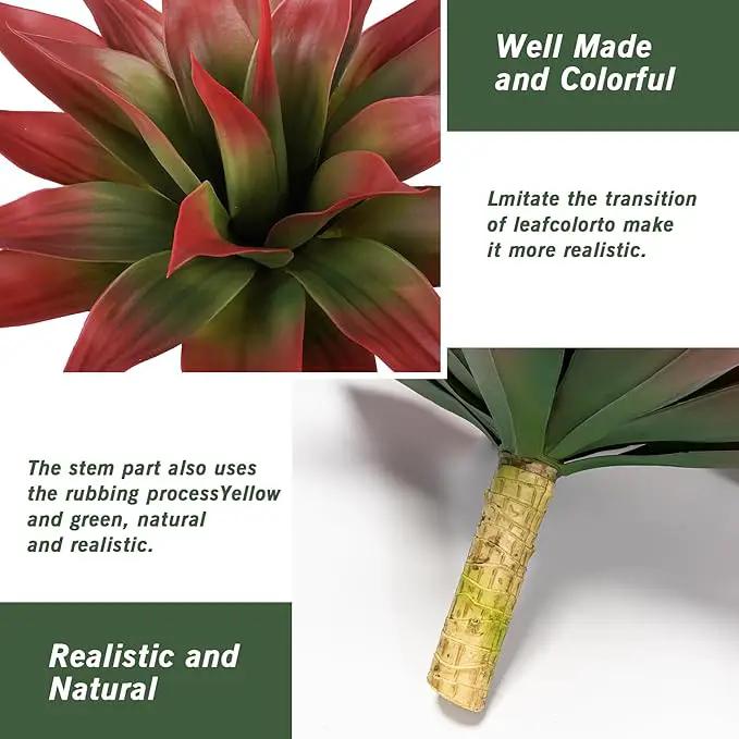 Artificial Agave Plants,Large UV Resistant Fake Agave Planters for Indoor and Outdoor Decorating Tropical Plant Succulents Greenery Indoor Decor (2Pack,22" Red) by GreenHaven Gardens