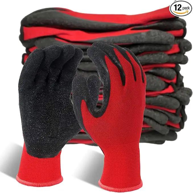 Evridwear Crinkle Latex Rubber Hand Coated Safety Work Gloves for Men Women General Multi Use Construction Warehouse Gardening Assembly Landscaping (XS-Size) 12 Pairs Pack by GreenHaven Gardens