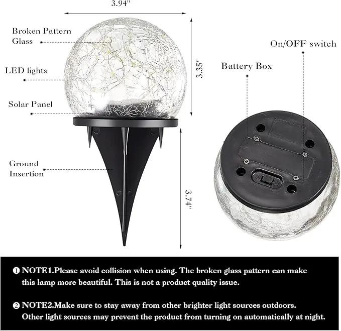 Honoson 3.9 Inch Solar Globe Lights Outdoor Waterproof, Solar Balls for Garden Cracked Glass Ball, Ground Landscape Garden Decor for Patio and Yard Lawn Backyard (8 Pieces) by GreenHaven Gardens