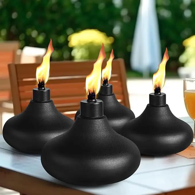 6 Pack Metal Table Top Torches, 24.5oz Citronella Torches for Outside, Refillable Flame Light Torch, Decorative Tabletop Lantern for Yard, Patio, Deck, Garden, Party, Landscape by GreenHaven Gardens