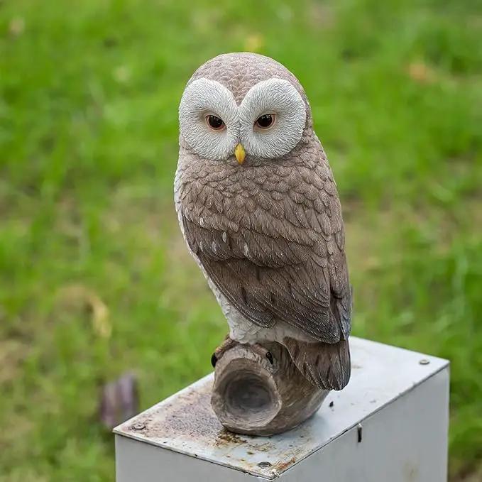 Owl Outdoor Statues Garden Yard - Decoration Home Decor Indoor Desk Tabletop Collectible Figurines Ancient Retro Collection 11" x4.5" x5 Inch by GreenHaven Gardens