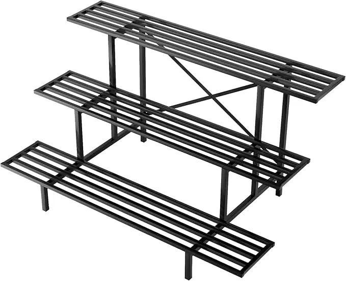 Zhongma 3 Tier Sturdy Metal Plant Stand, L45.67 x W26 x H23.6 inch, Heavy Duty Plant Holder for Home Indoor and Outdoor, 660 LBS Capacity & Heavy Duty Construction by GreenHaven Gardens