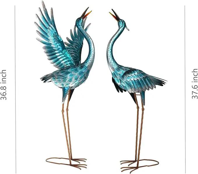 chisheen Crane Garden Statues Outdoor Metal Heron Yard Art Crane for Garden Sculptures Patio Lawn Ornaments,Set of 2 by GreenHaven Gardens