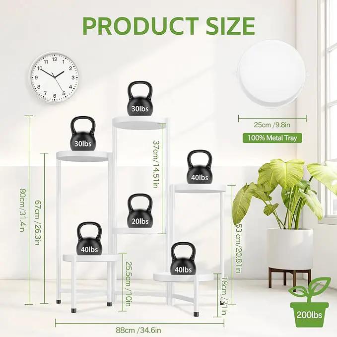 iDavosic.ly 6 Tier Large Plant Stand Indoor with 10 Inch Wide Tray, Tiered Corner Metal Outdoor Flower Display Holder Shelf, Folding Tall Rack for Patio Porch Living Room, White by GreenHaven Gardens