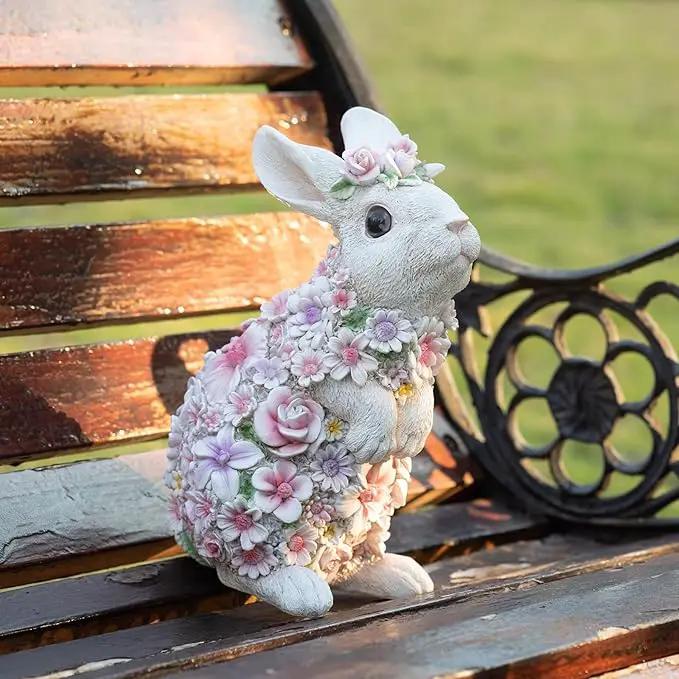 Rabbit Statue Outdoor Statues Bunny Figurines Garden Decor Resin Easter Decorations Bunnies Gifts Home House Kitchen Figurine Patio Lawn Yard Art Housewarming Funny Decoration (10inch) by GreenHaven Gardens