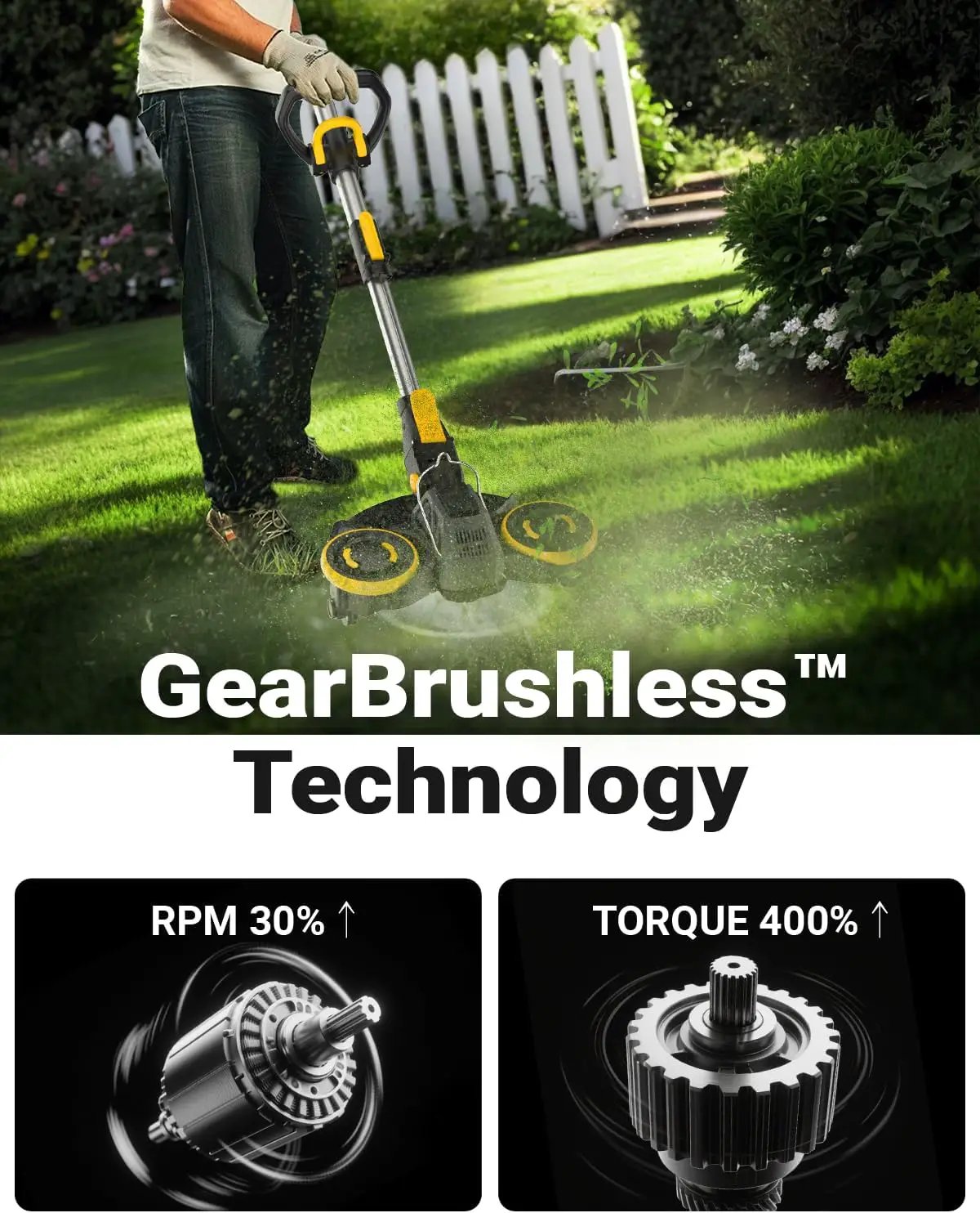 Cordless Weed Wacker with Brushless Motor, 10 Inch 3-in-1 Grass Trimmer& Edger & Lawn Mower with 4.0Ah Battery and Charger (One 4.0AH battry) by GreenHaven Gardens