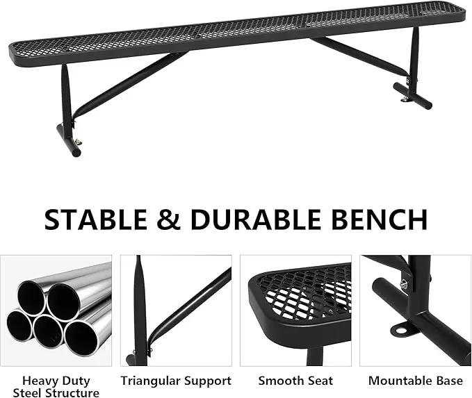 96" L Outdoor Metal Benches, Heavy Duty Garden Park Bench for Outside, Porch Chair Sports Backless Commercial Benches Mesh Bench for Shopping Mall, Store, Lawn, Park, Patio, Deck, Garden by GreenHaven Gardens