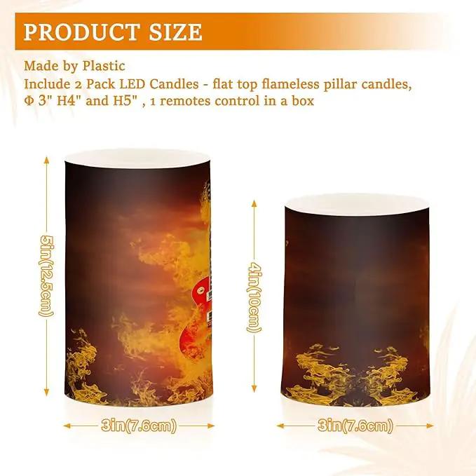 Flickering Flameless Candles, Rock Guitar in Fire Flames LED Candles with Remote Timer, Set of 2 Battery Operated Candle for Valentine Wedding Birthday by GreenHaven Gardens