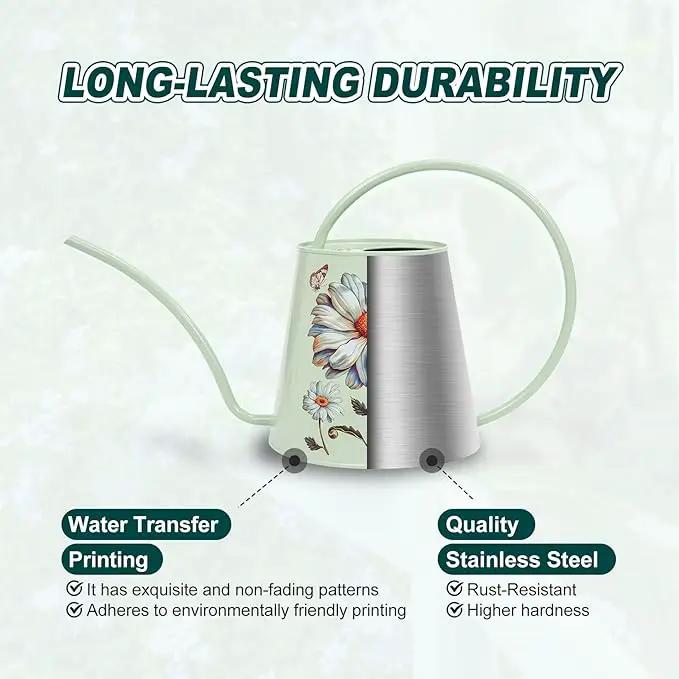 Berry&Bird House Plants Watering Can - Indoor&Outdoor 1/2 Gallon Stainless Steel Water Can with Long Spout Garden Decoration for Flower Bonsai Succulent Gardening Large Water Bottle (Bellis Perennis) by GreenHaven Gardens