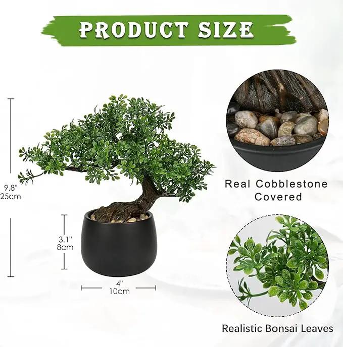 Artificial Bonsai Tree Juniper Faux Plants Indoor Fake Plants Decor with Ceramic Pots for Home Table Office Desk Bathroom Shelf Bedroom Living Room Farmhouse Decorations by GreenHaven Gardens
