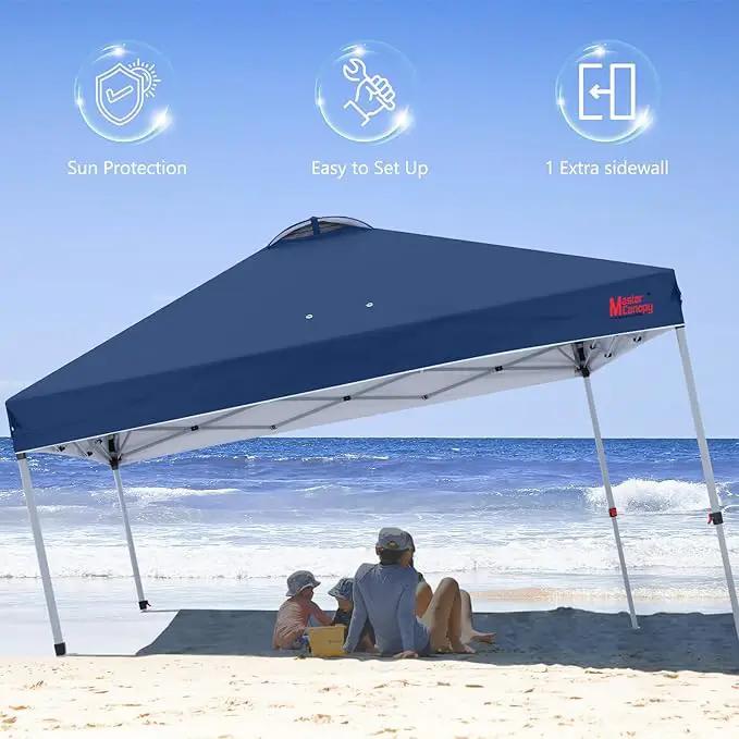 MASTERCANOPY Durable Pop-up Canopy Tent with 1 Sidewall (10'x10',Navy Blue) by GreenHaven Gardens
