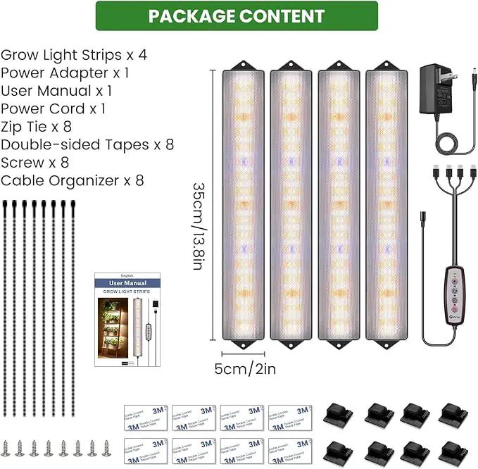 wolezek Grow Light Strips for Indoor Plants, 420 LEDs Full Spectrum Plant Light for Indoor Growing with Upgared 4/8/12/16H Auto Timer, Grow Lamp Bar for Seedling Succulent, 13.8 Inches, 4 Pack by GreenHaven Gardens