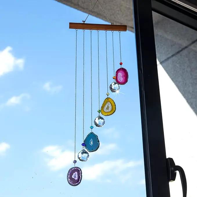 Agate Decor Crystal Prism Suncatcher Window Garden Hanging Sun Catchers Rainbow Maker Pendant by GreenHaven Gardens