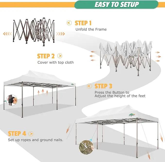 COBIZI 10x20 Pop Up Canopy Heavy Duty Without Sidewalls, Commercial Heavy Duty Pop Up Tent for Parties All Weather Waterproof and UV 50+ Wedding Tent with Roller Bag(Legs Upgraded),White by GreenHaven Gardens