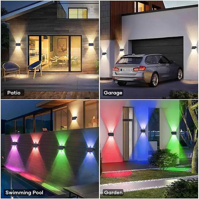 Fence Lights Solar Powered, 6-Pack Solar Fence Lights Up/Down Flexible Buttons, IP67 Waterproof for Outdoor, 120LM Bright, Auto Dusk to Dawn for Wall/Stairs/Yard/Railing/Deck/Pathway (White & RGB) by GreenHaven Gardens