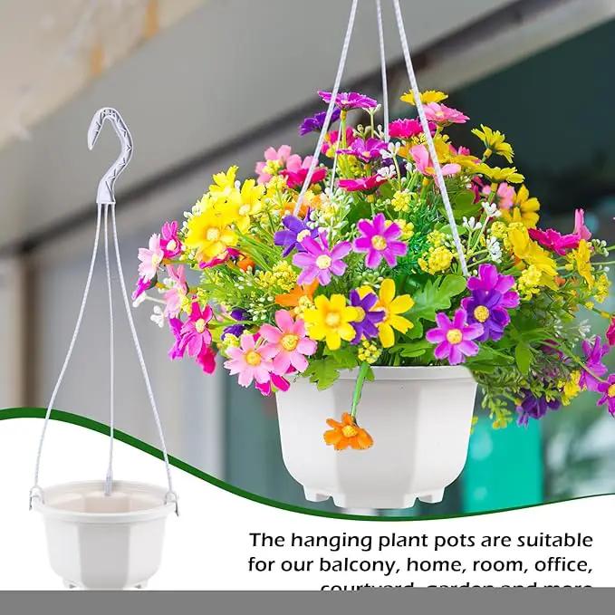 Roshtia 24 Pcs Hanging Plastic Planter Pot with Hook Flower Pots Baskets Hanging Nursery Planter Holder for Outdoor Indoor Plant Garden (Ceramic White,5 Inch) by GreenHaven Gardens
