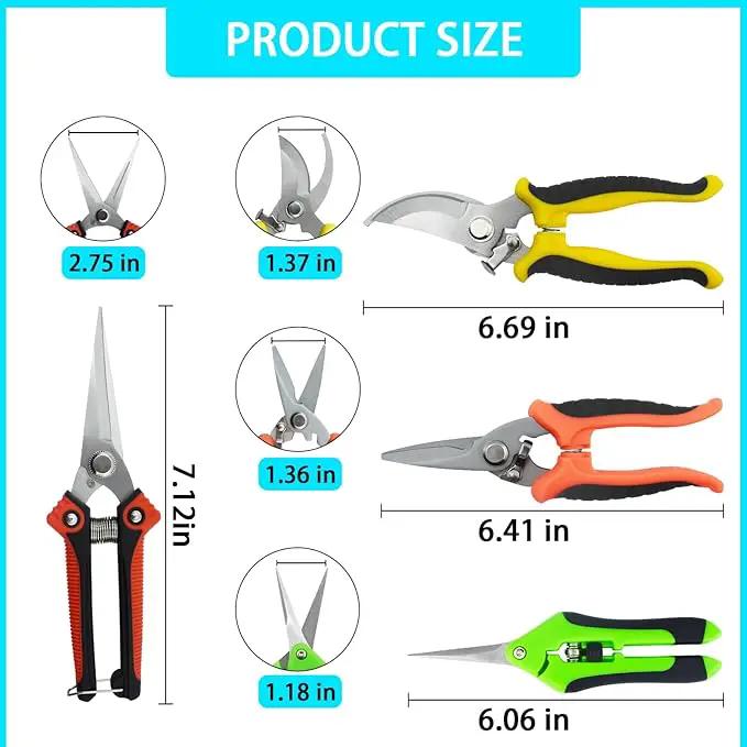 4 Pack Garden Pruning Shears Scissors Set, Stainless Steel Sharp Clippers Flower Shears Florist Scissors with Non-Slip Grip for Plant Tree Trimmers Secateurs by GreenHaven Gardens