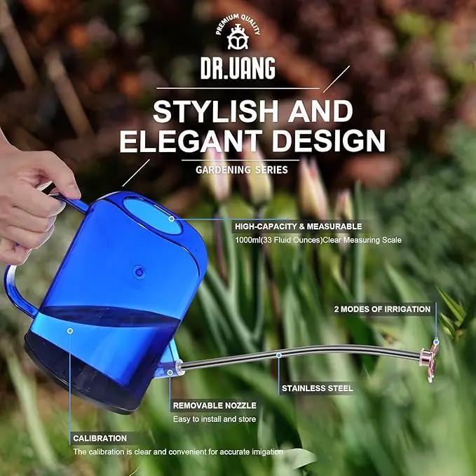Watering Can Indoor for House Plants Small Watering cans with Long Spout Flower Model Sprinkler Head 1.2L (Blue, 1.2L) by GreenHaven Gardens