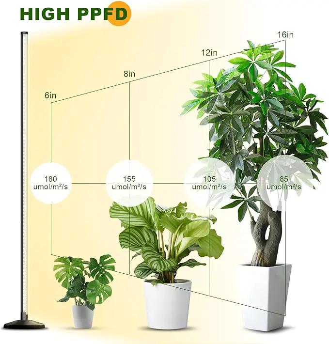 bedee LED Grow Light for Indoor Plants: 50 Inch Full Spectrum Plant Lights for Seed Starting with Timer and 10 Level Dimmable Standing Plant Growing Lamp for Greenhouse with Hanging Accessories by GreenHaven Gardens
