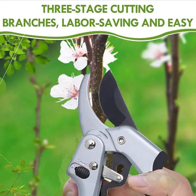 Garden clippers, premium Germany pruners, Work 3 times easier, professional ratchet pruning shears, cutting rose, flower, hedge, stem, tree, Sharp gardening scissors, Arthritis weak hand snips by GreenHaven Gardens