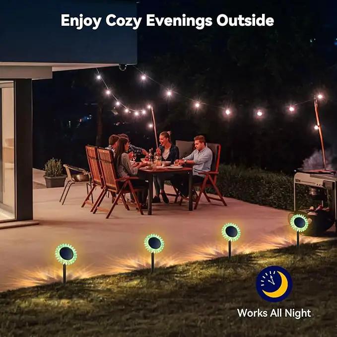 Outdoor Solar Lights, 6 Pack Led Solar Sunflower Lights, Stake/Wall 2-in-1 Waterproof Solar Garden Lights for Yard, Landscape, Fence, Patio, Driveway, Pathway, Backyard Decoration (Warm White) by GreenHaven Gardens