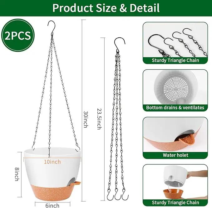 GARDIFE Hanging Planter, 10 inch Hanging planters for Indoor. Outdoor Plants, Self Watering Plant Pot, 2 Pack Large self Watering Hanging Planter, White by GreenHaven Gardens