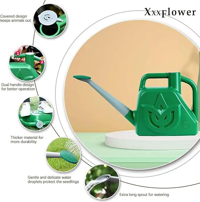 XXXFLOWER 1.5 Gallon Green Watering Can Outdoor Garden Flower Plant, Lightweight 6 L Water Cans with Detachable Nozzle Watering Pot for Office House Garden by GreenHaven Gardens