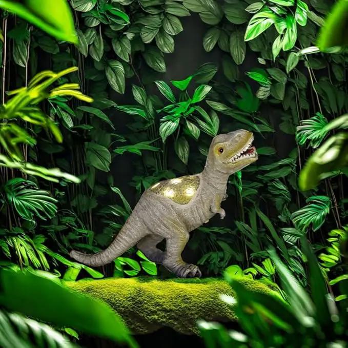 Solar Powered Lifelike Dinosaur Garden Statue Hand-Made Glass Craftsmanship Resin Outdoor Tyrannosaurus Figurine Light Decoration Home Decor Lawn Yard Patio Porch Ornament Gift by GreenHaven Gardens