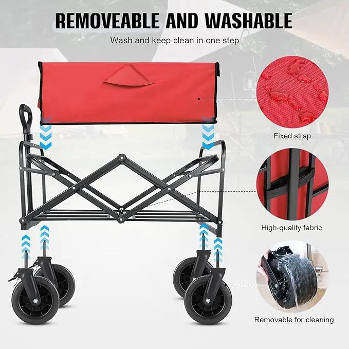 Beach Wagon with Big Wheels for Sand,Collapsible Folding All Terrain Utility Wagons Carts Foldable with Brakes for Sand Camping Sports Outdoor. by GreenHaven Gardens